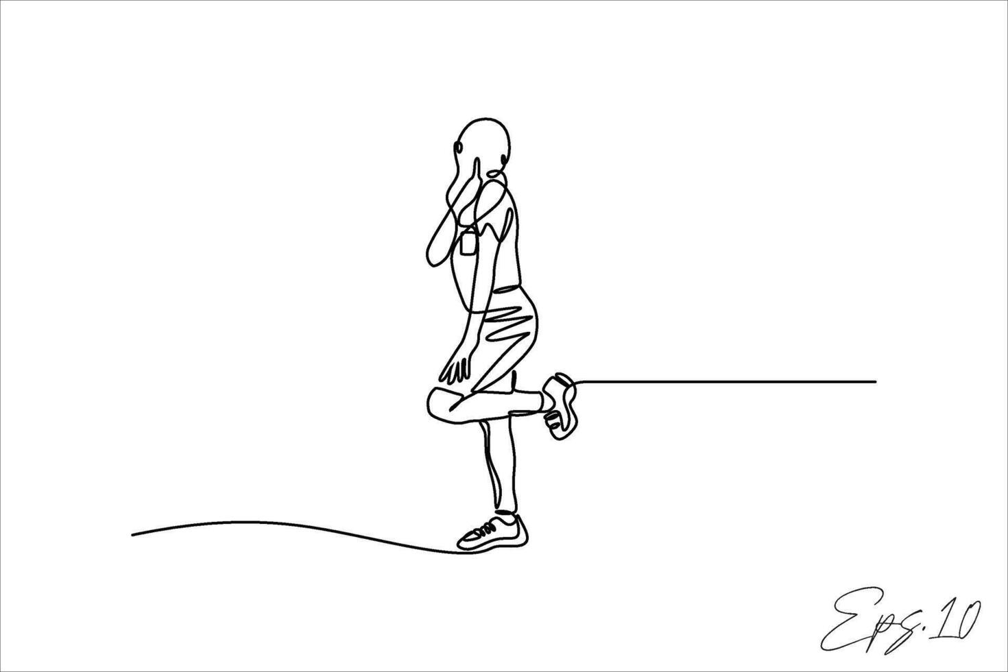 continuous line vector illustration design of woman on the move