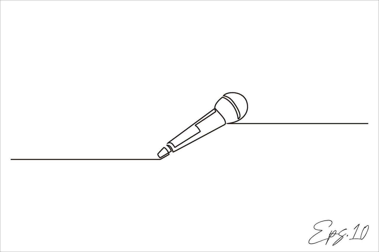 continuous line vector illustration design of wired microphone