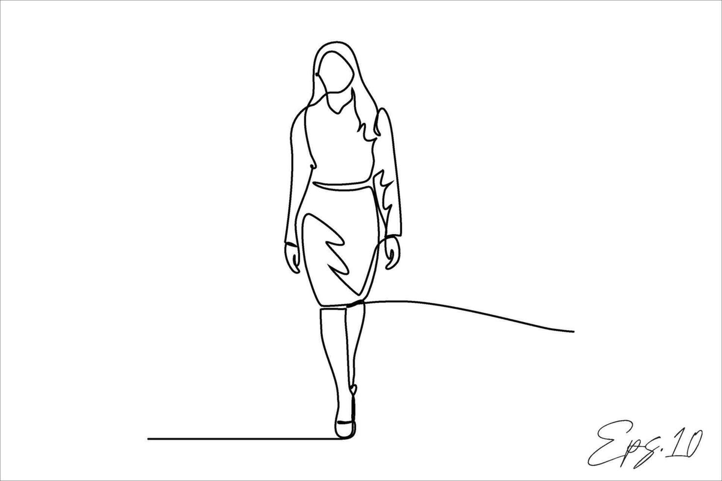 continuous line vector illustration design of woman walking