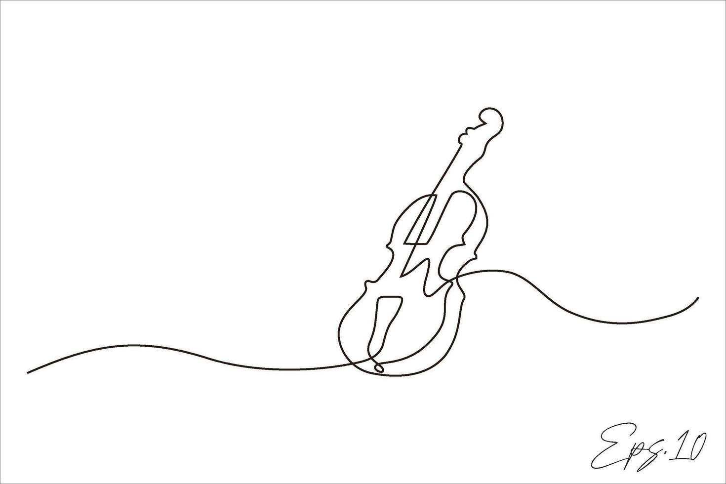 continuous line vector illustration design of violin musical instrument