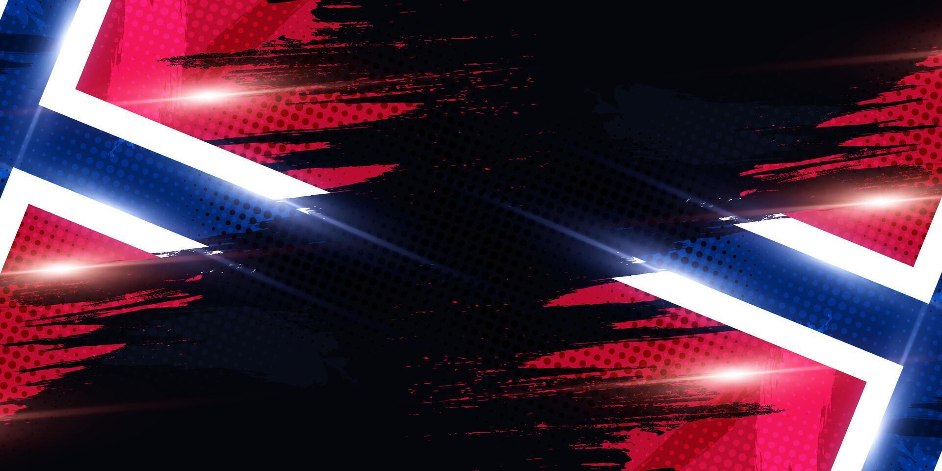 Norway Flag in Brush Paint Style with Halftone and Glowing Light Effects. Norway National Flag Background with Grunge Concept vector