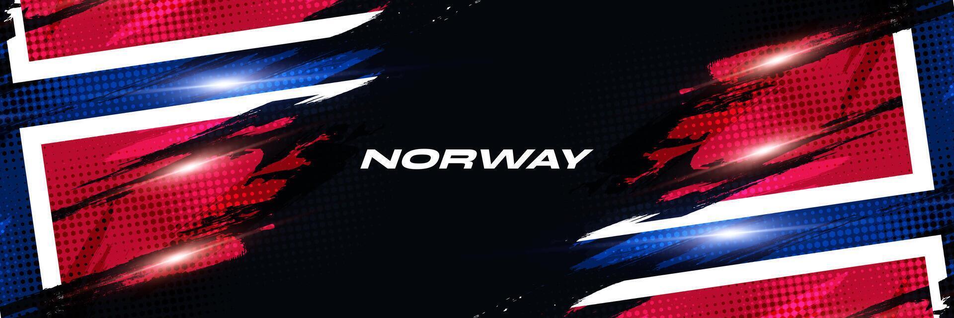 Norway Flag in Brush Paint Style with Halftone and Glowing Light Effects. Norway National Flag Background with Grunge Concept vector
