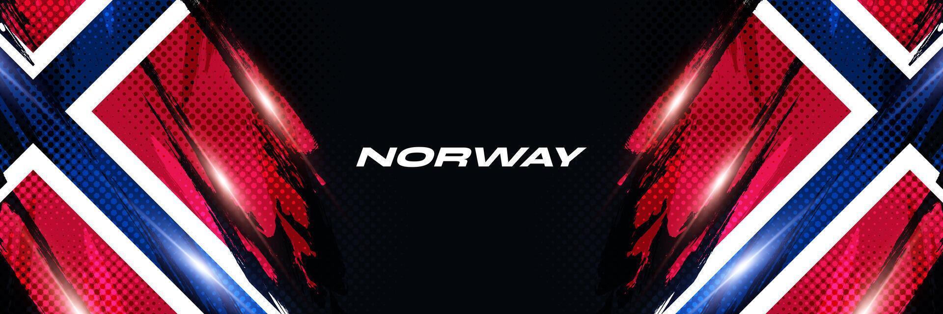 Norway Flag in Brush Paint Style with Halftone and Glowing Light Effects. Norway National Flag Background with Grunge Concept vector