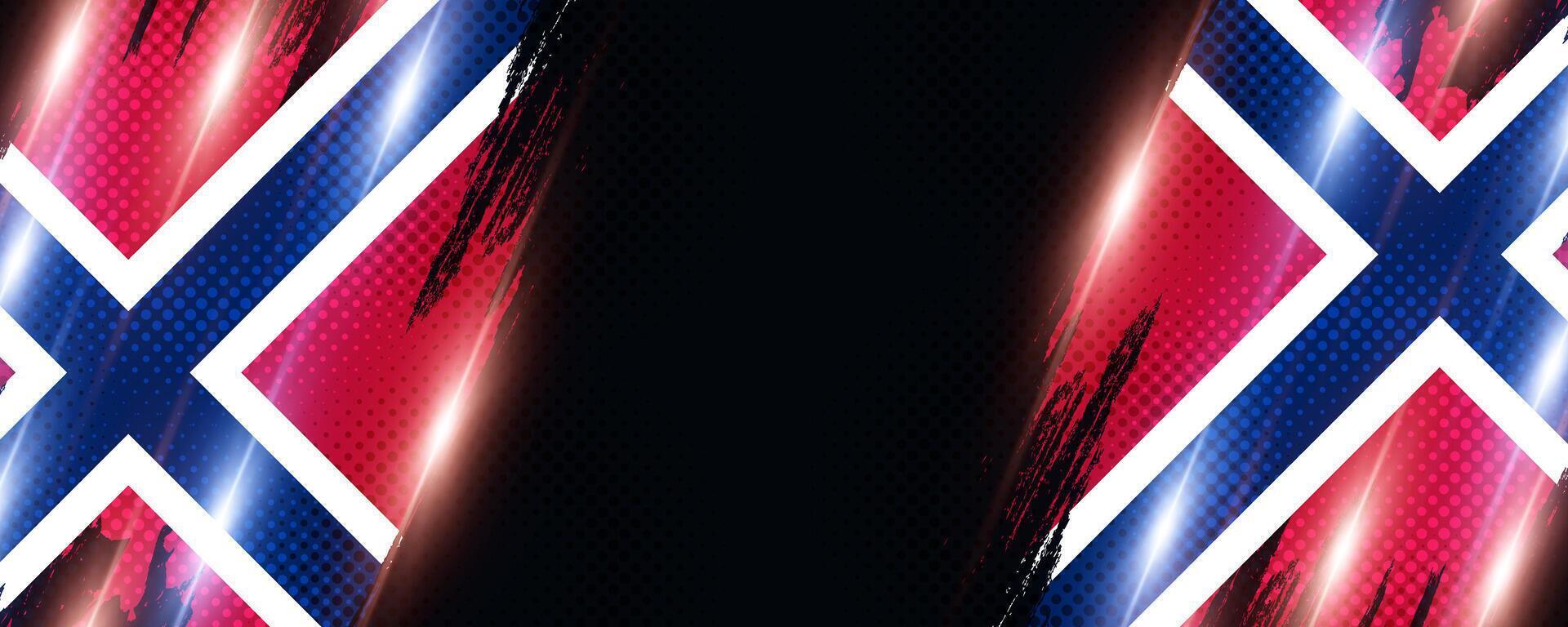 Norway Flag in Brush Paint Style with Halftone and Glowing Light Effects. Norway National Flag Background with Grunge Concept vector