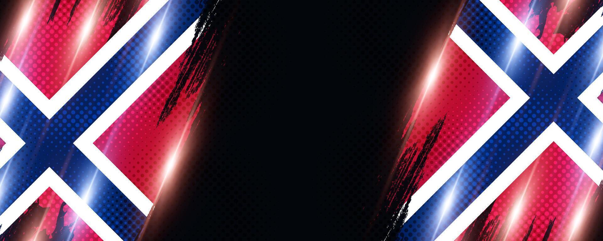 Norway Flag in Brush Paint Style with Halftone and Glowing Light Effects. Norway National Flag Background with Grunge Concept vector