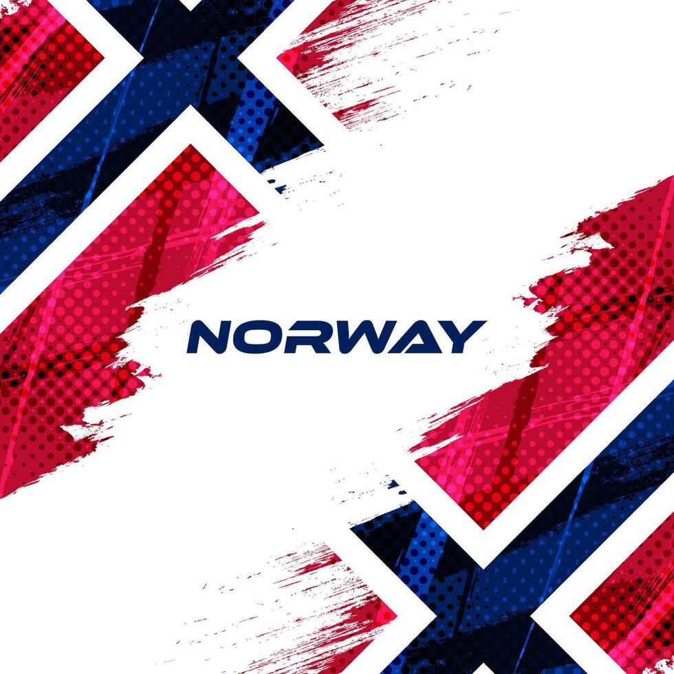 Norway Flag in Brush Paint Style with Halftone Effect. Norway National Flag Background with Grunge Concept vector