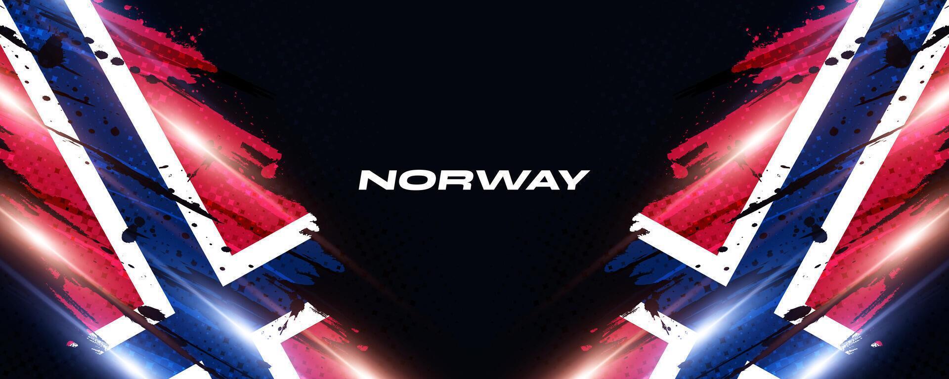 Norway Flag in Brush Paint Style with Halftone and Glowing Light Effects. Norway National Flag Background with Grunge Concept vector
