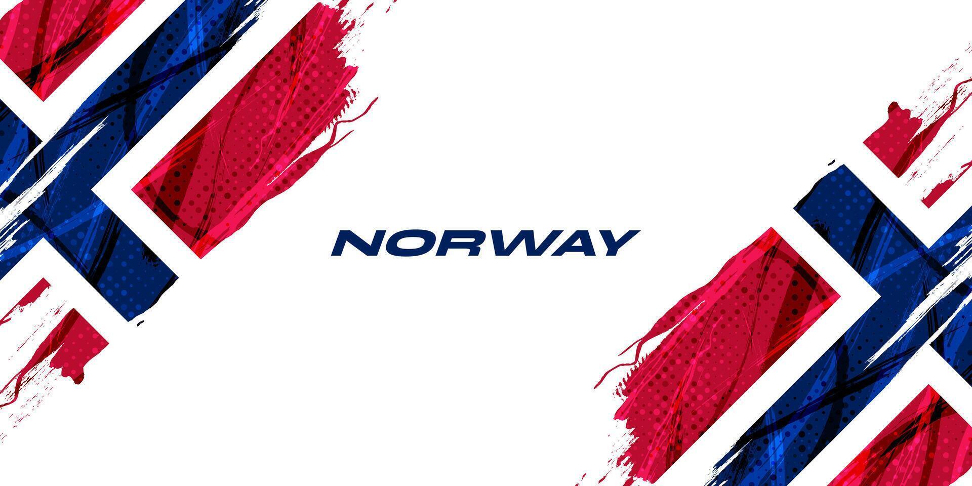 Norway Flag in Brush Paint Style with Halftone Effect. Norway National Flag Background with Grunge Concept vector