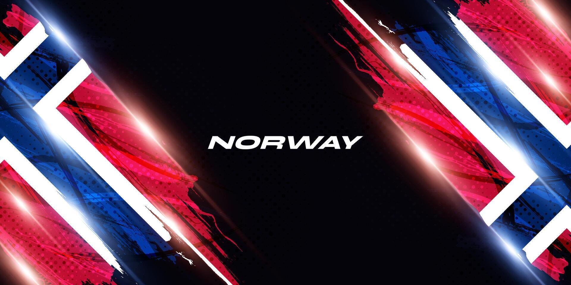 Norway Flag in Brush Paint Style with Halftone and Glowing Light Effects. Norway National Flag Background with Grunge Concept vector