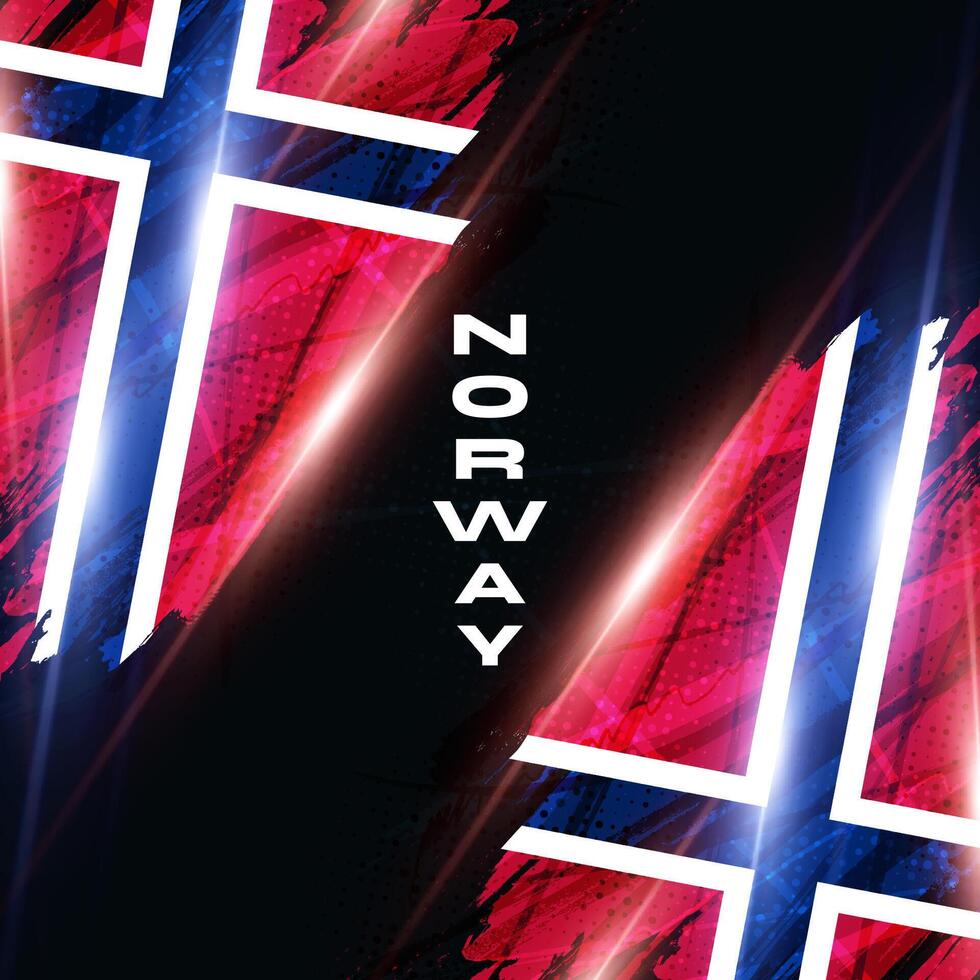 Norway Flag in Brush Paint Style with Halftone and Glowing Light Effects. Norway National Flag Background with Grunge Concept vector