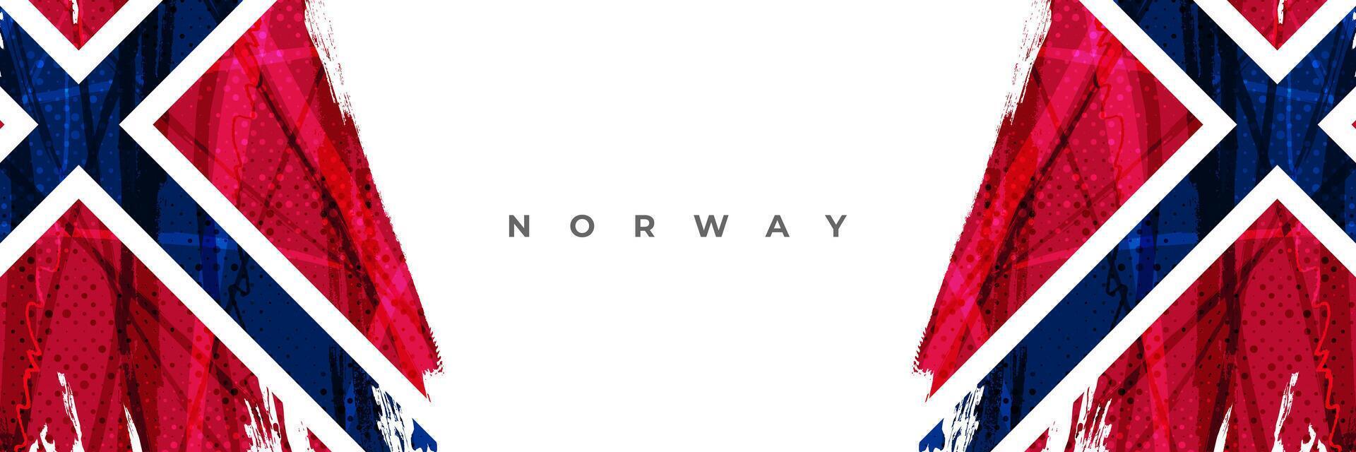 Norway Flag in Brush Paint Style with Halftone Effect. Norway National Flag Background with Grunge Concept vector
