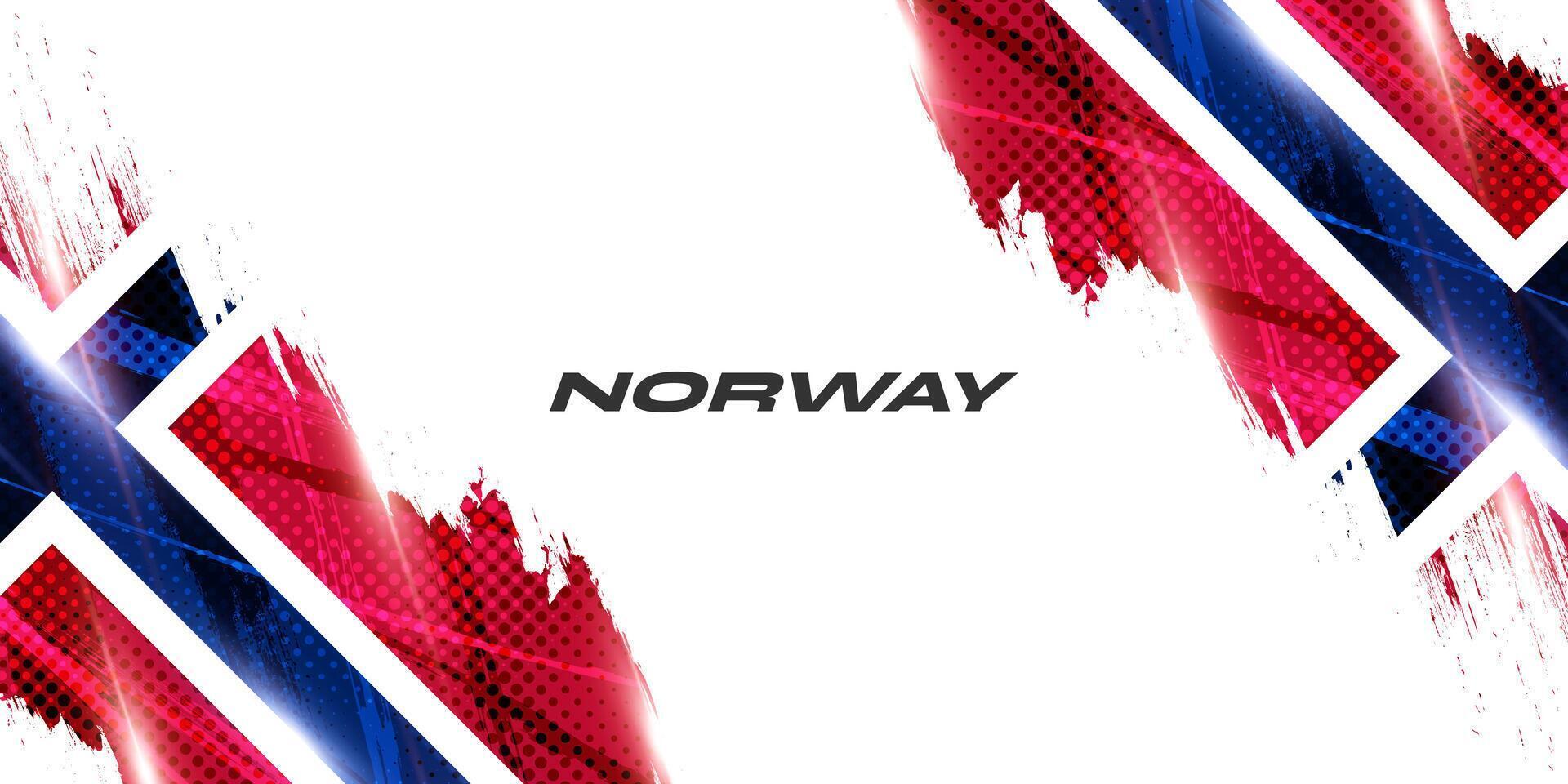 Norway Flag in Brush Paint Style with Halftone and Glowing Light Effects. Norway National Flag Background with Grunge Concept vector