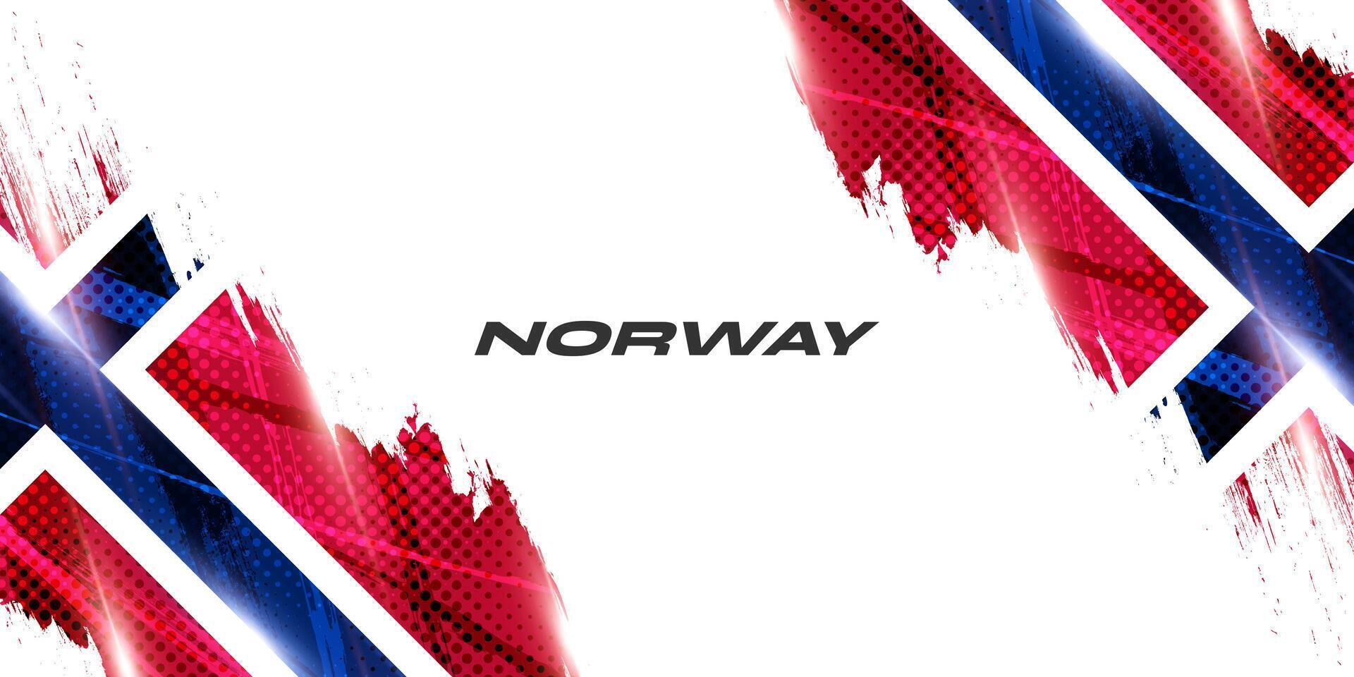 Norway Flag in Brush Paint Style with Halftone and Glowing Light Effects. Norway National Flag Background with Grunge Concept vector