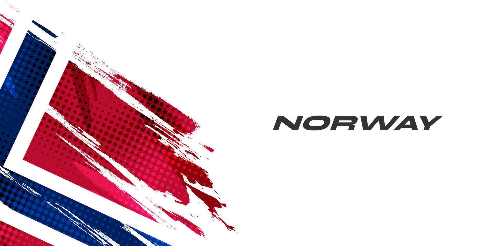 Norway Flag in Brush Paint Style with Halftone Effect. Norway National Flag Background with Grunge Concept vector