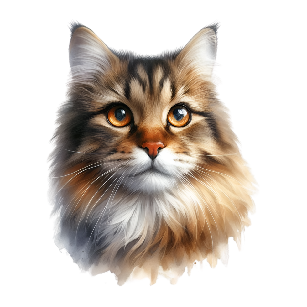 AI generated A cute cat sits alone png