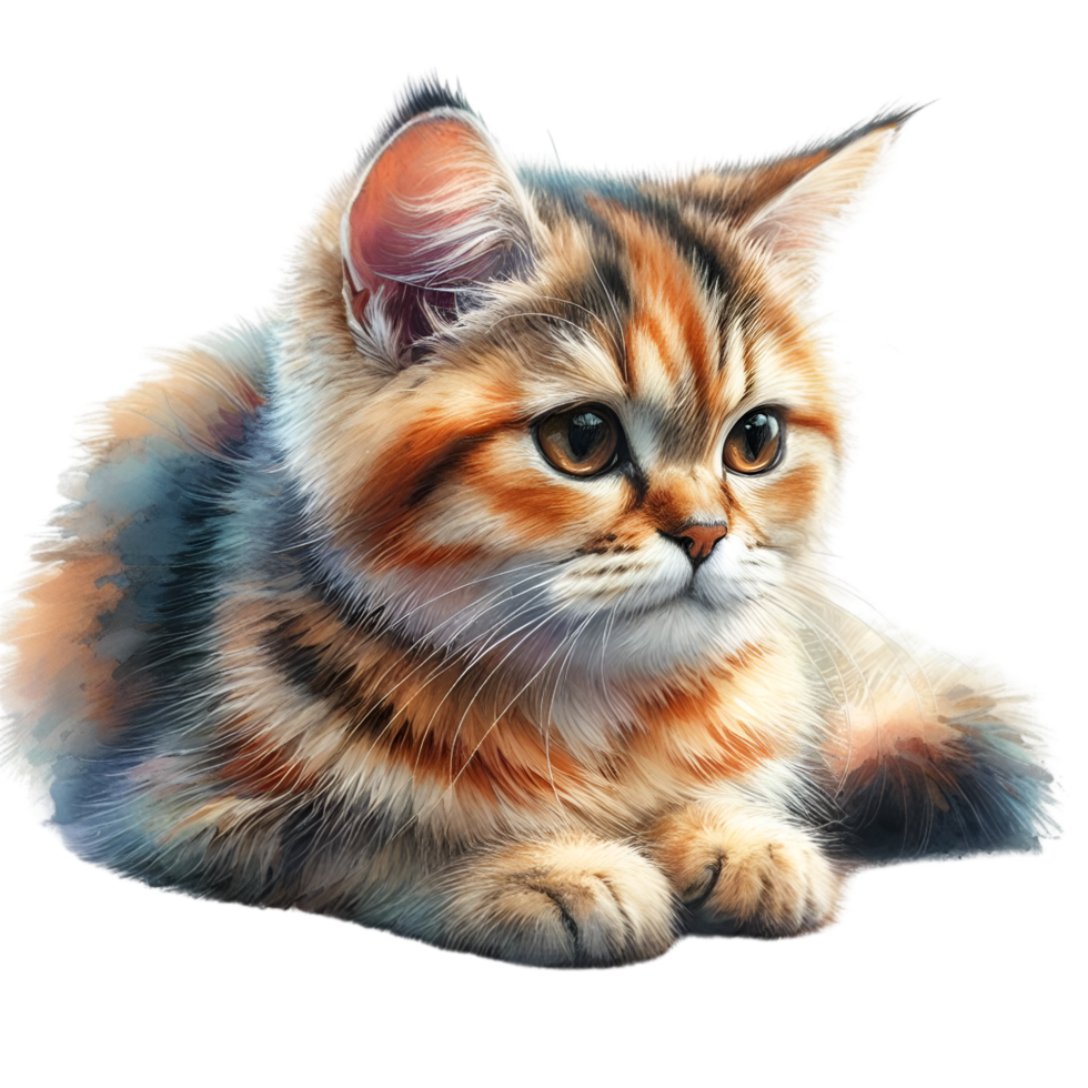 AI generated A cute cat sits alone png