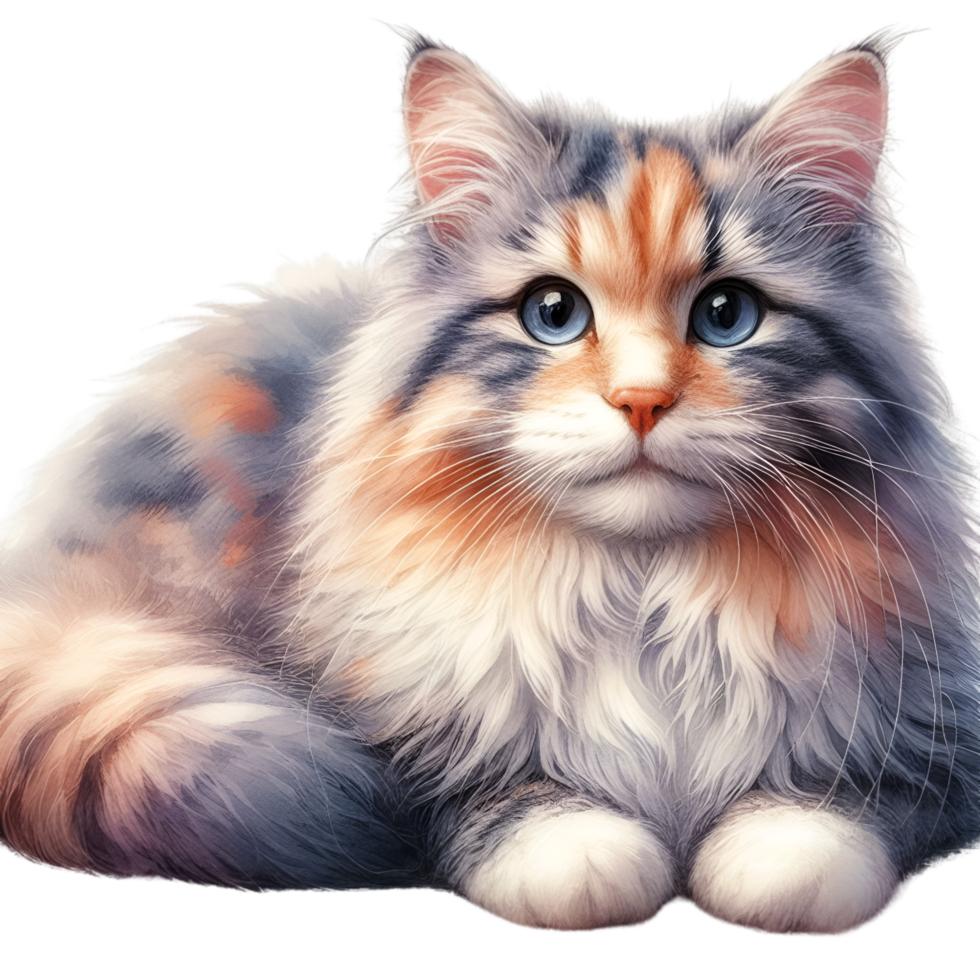 AI generated A cute cat sits alone png