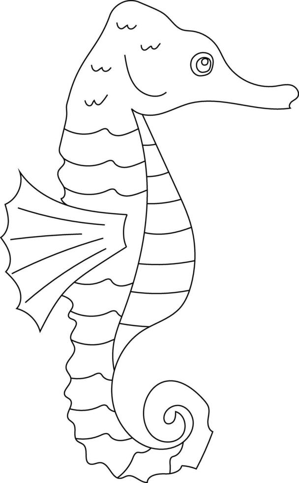 Outline Seahorse Clipart for Lovers of Ocean Creatures vector