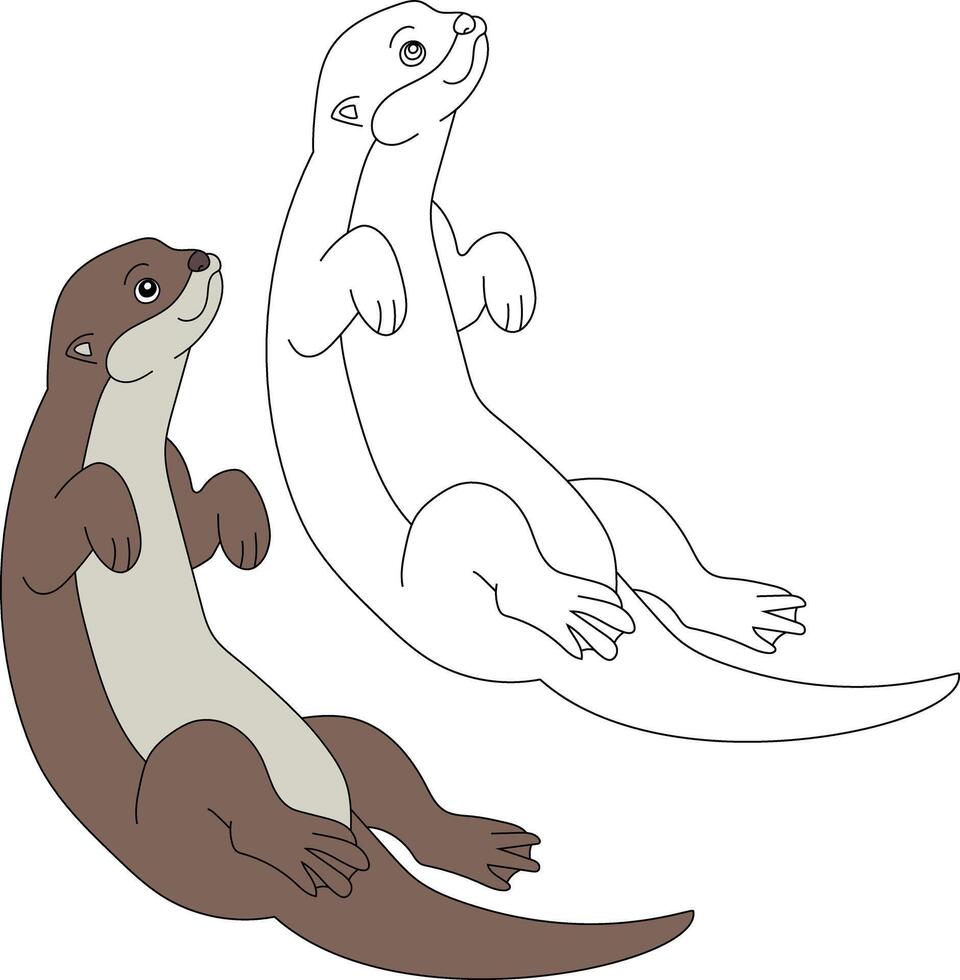Sea Otter Clipart. Outline and Colorful Otters vector