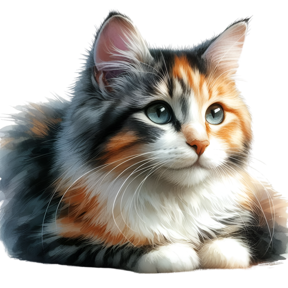 AI generated A cute cat sits alone png