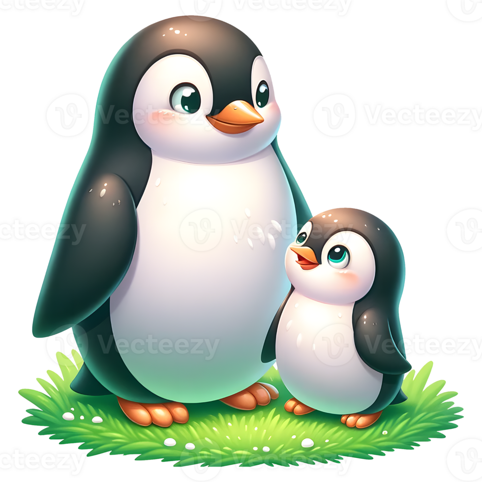 AI generated Penguins Warm family illustration png