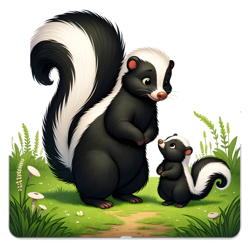 ai gerado Skunk caloroso família ilustração png