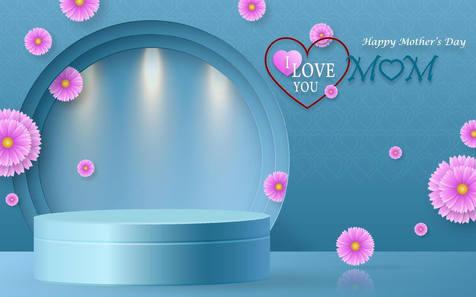 Mother day podium round stage on color background vector