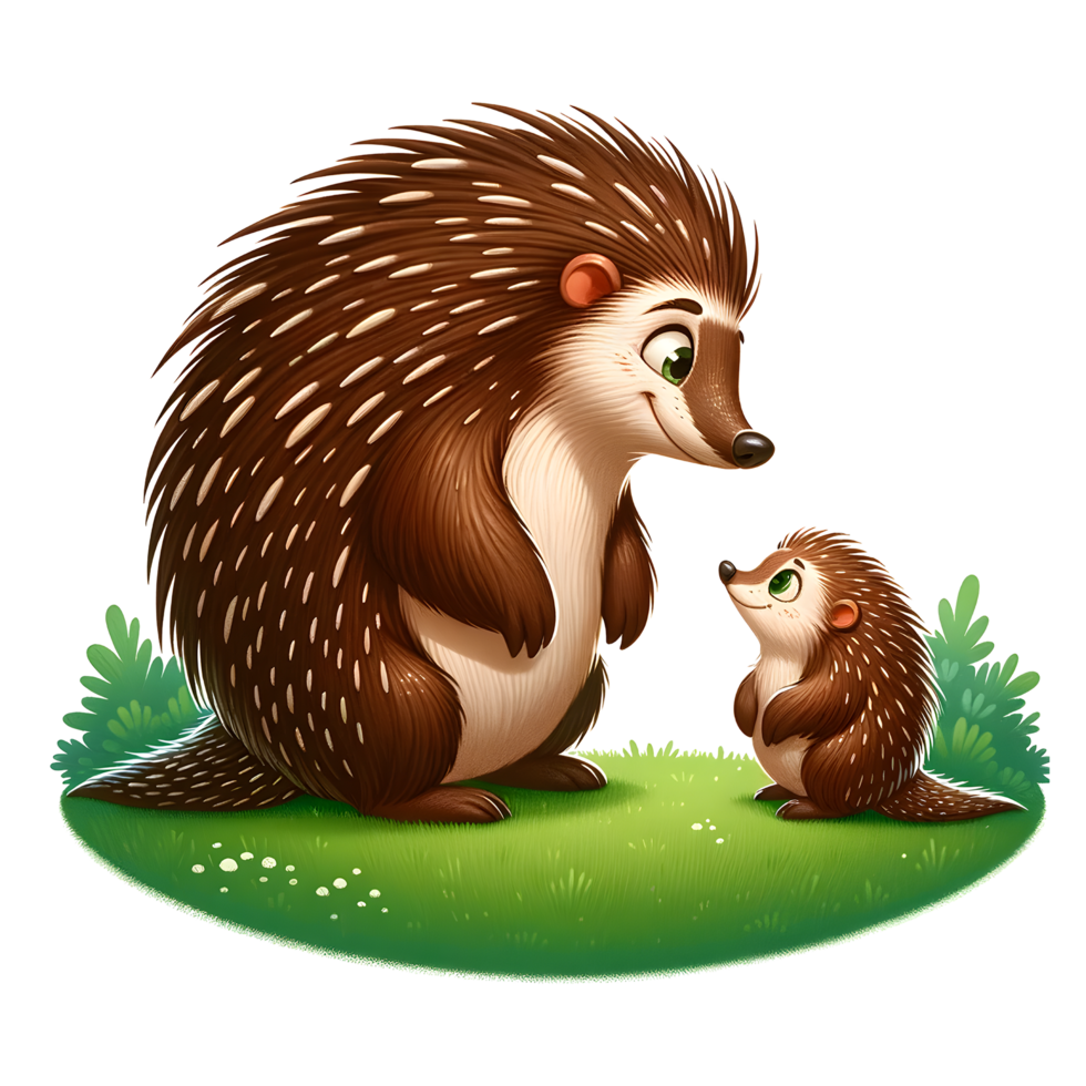 AI generated Porcupine Warm family illustration png