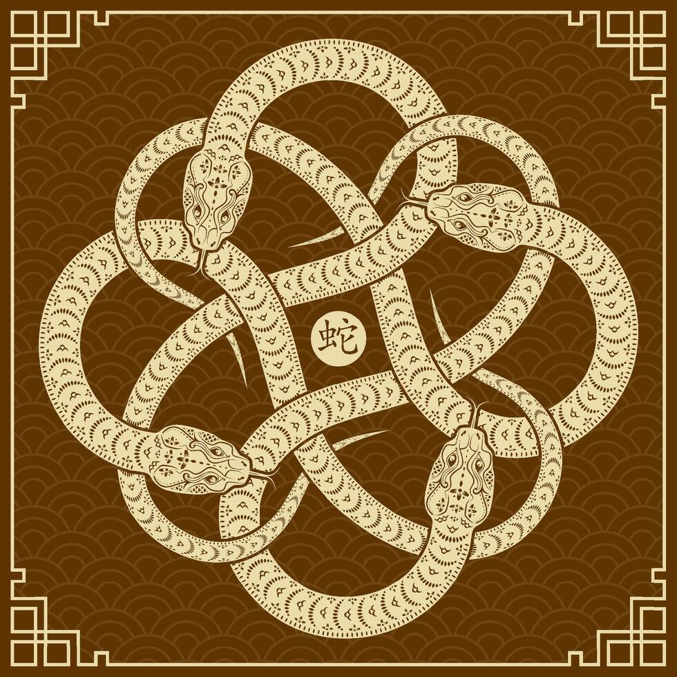 Happy Chinese new year 2025 Zodiac sign, year of the Snake vector