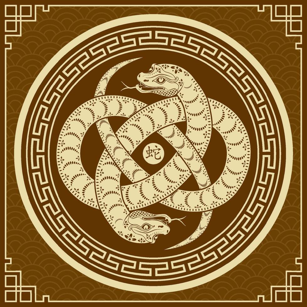 Happy Chinese new year 2025 Zodiac sign, year of the Snake vector