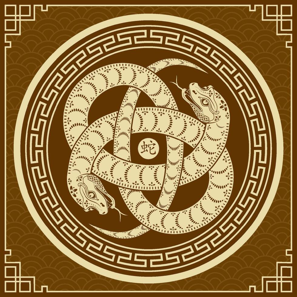 Happy Chinese new year 2025 Zodiac sign, year of the Snake vector