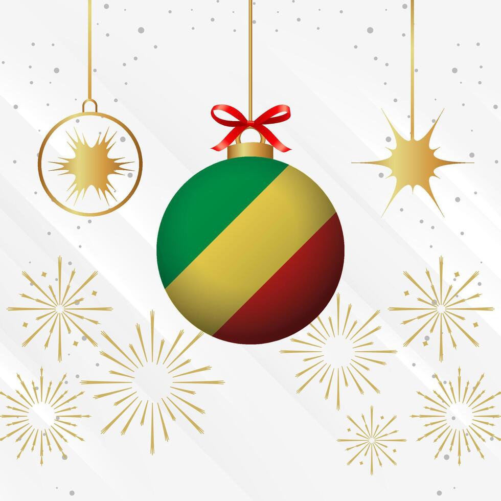 Navidad pelota adornos república de el congo bandera celebracion vector