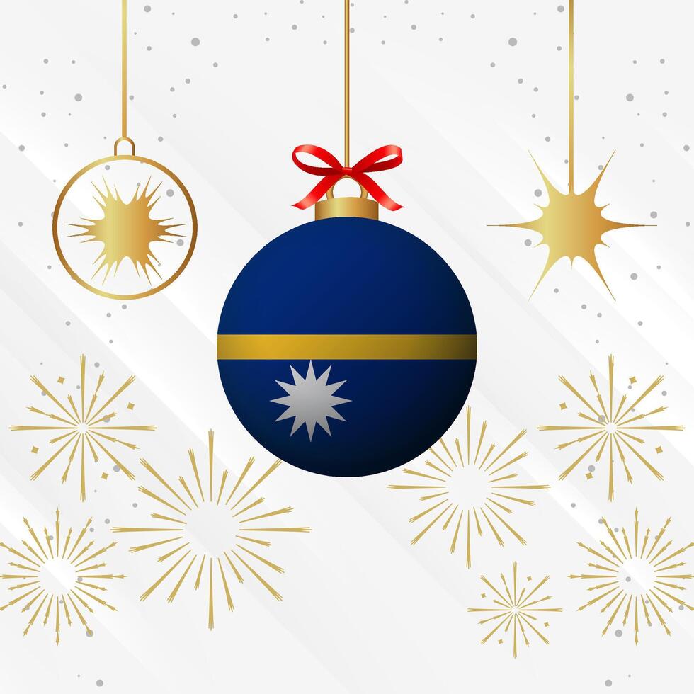 Navidad pelota adornos nauru bandera celebracion vector