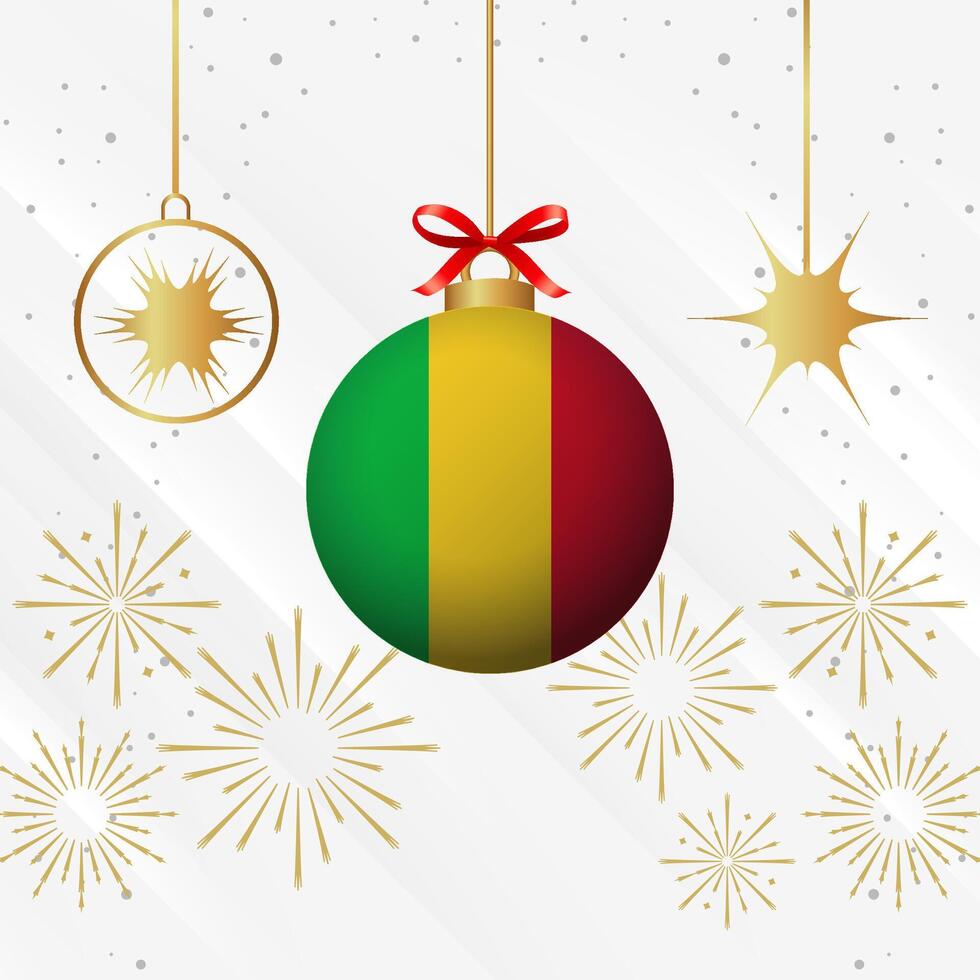 Navidad pelota adornos mali bandera celebracion vector