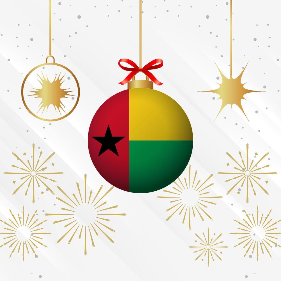 Navidad pelota adornos Guinea Bissau bandera celebracion vector