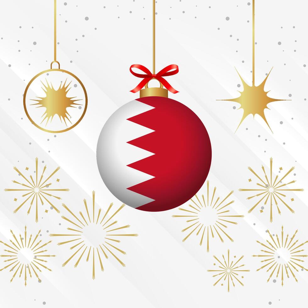 Navidad pelota adornos bahrein bandera celebracion vector