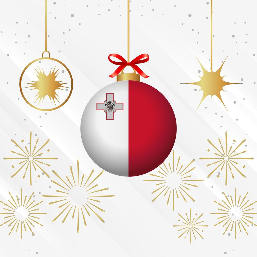 Navidad pelota adornos Malta bandera celebracion vector