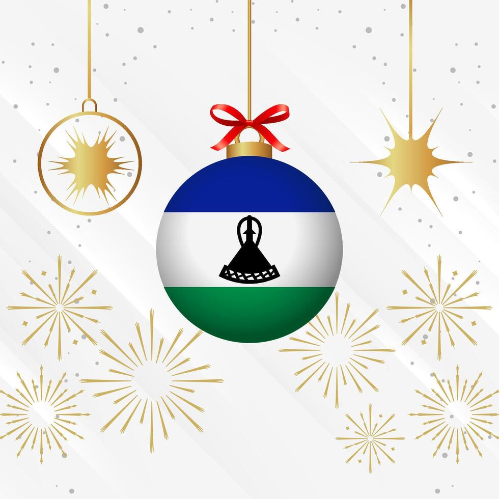 Christmas Ball Ornaments Lesotho Flag Celebration vector