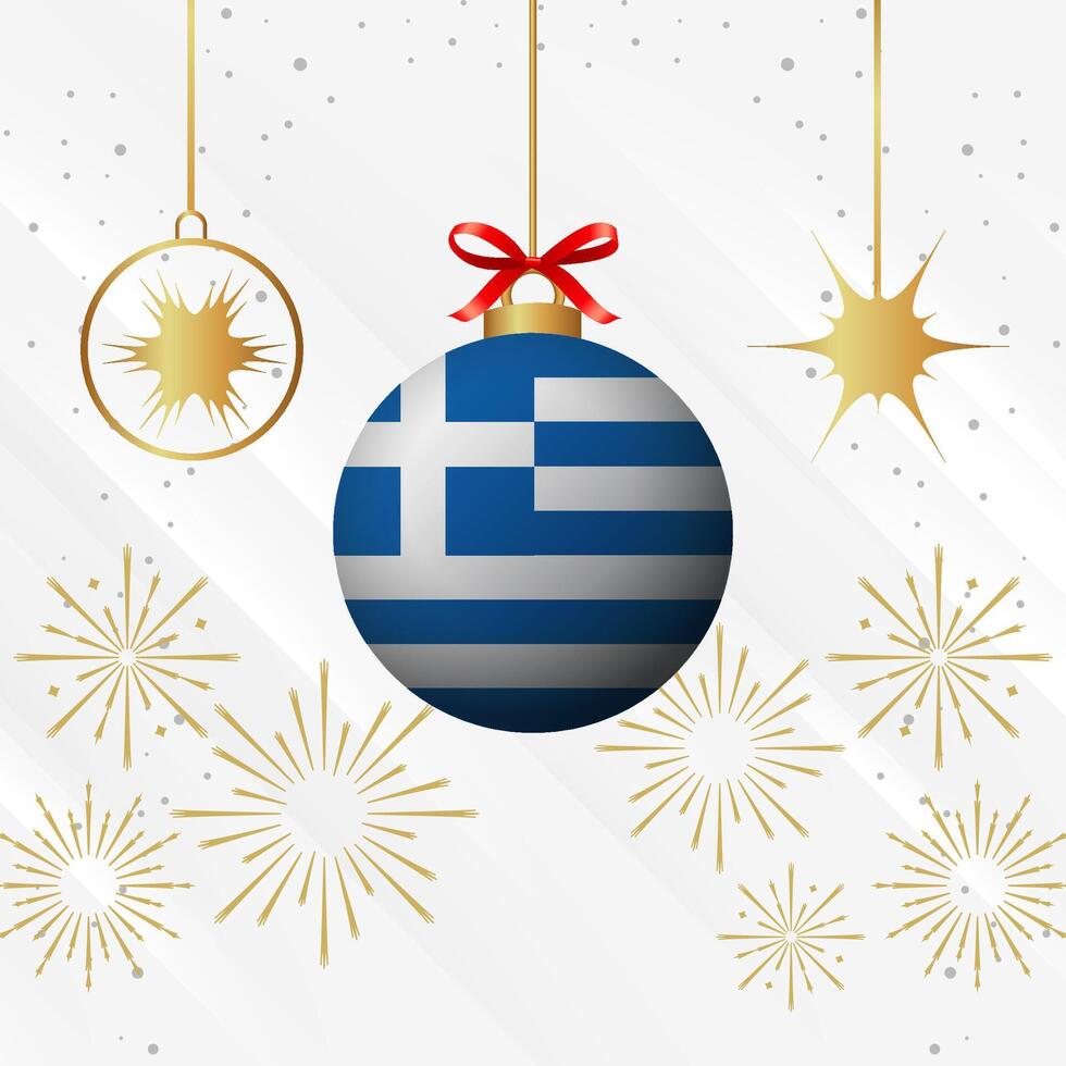 Navidad pelota adornos Grecia bandera celebracion vector