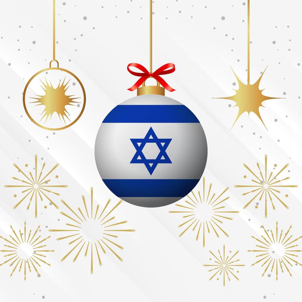 Navidad pelota adornos Israel bandera celebracion vector