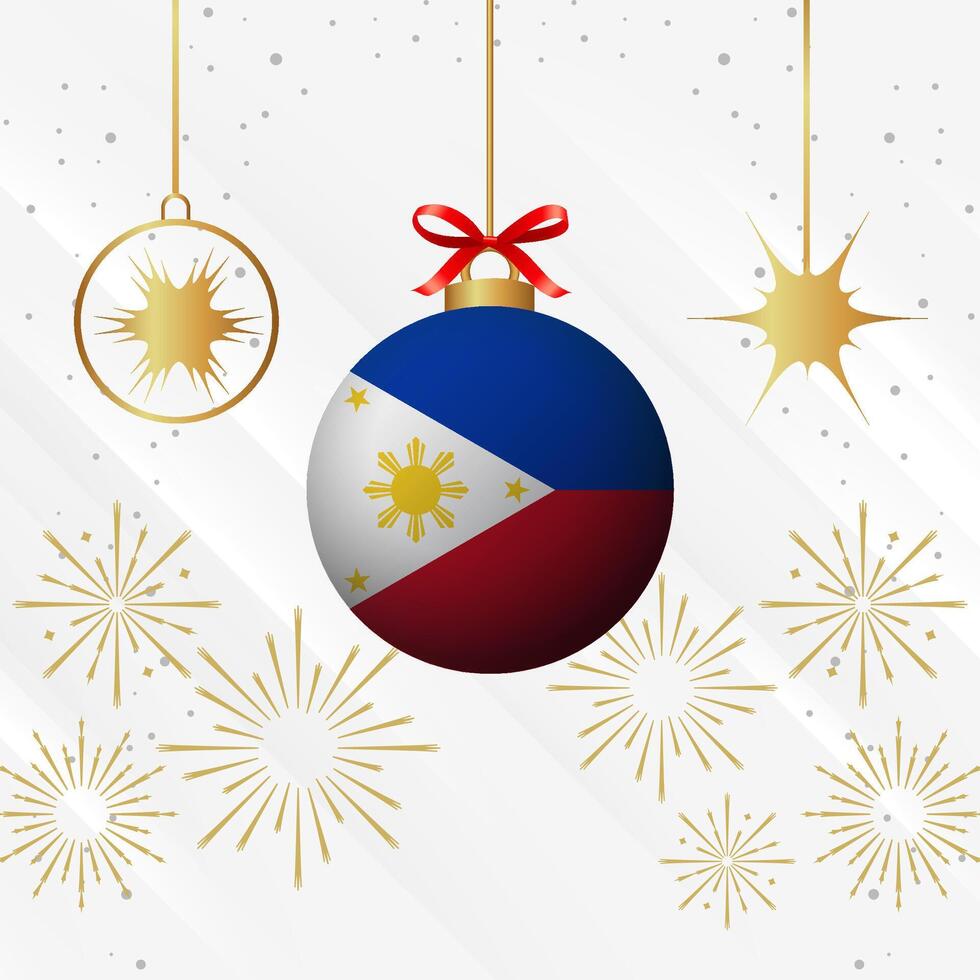 Navidad pelota adornos Filipinas bandera celebracion vector