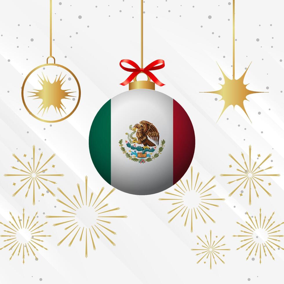 Navidad pelota adornos mexico bandera celebracion vector