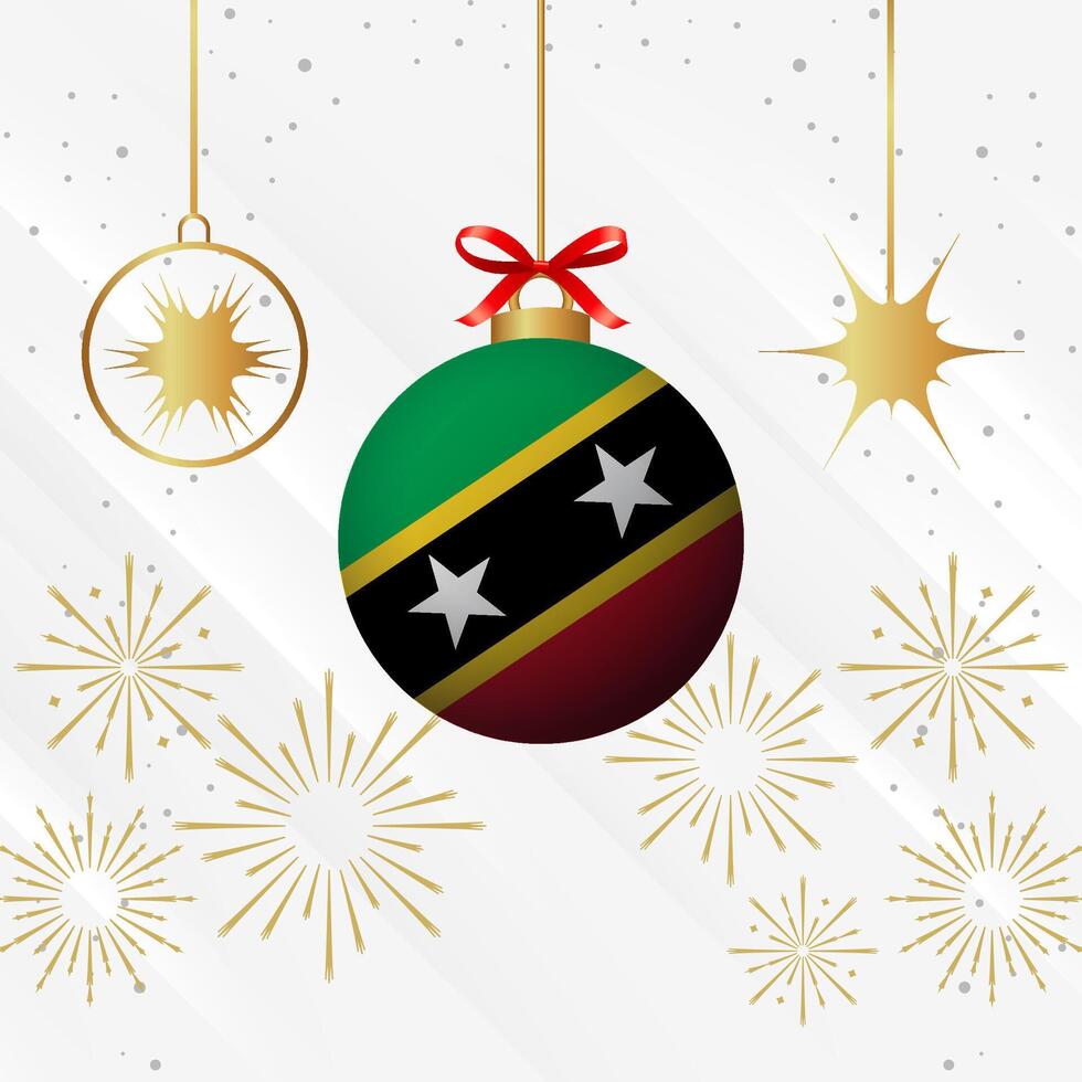 Navidad pelota adornos Santo kitts y nevis bandera celebracion vector