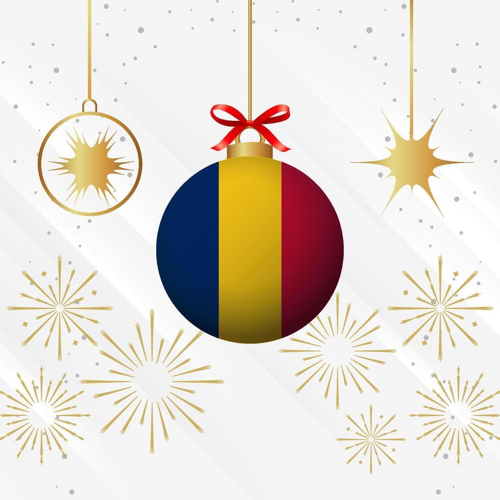 Navidad pelota adornos Chad bandera celebracion vector