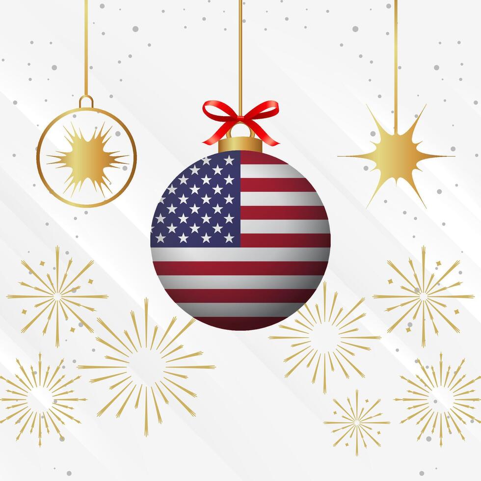 Christmas Ball Ornaments USA Flag Celebration vector