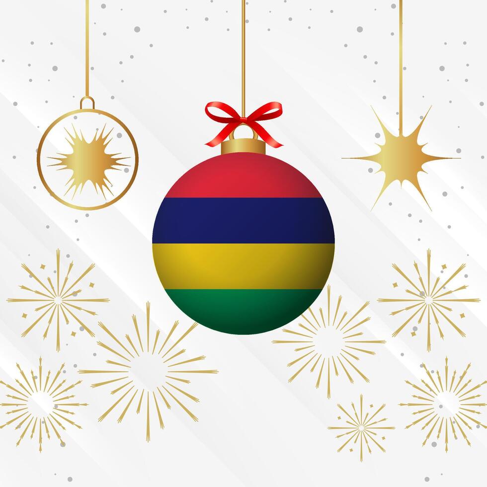 Christmas Ball Ornaments Mauritius Flag Celebration vector