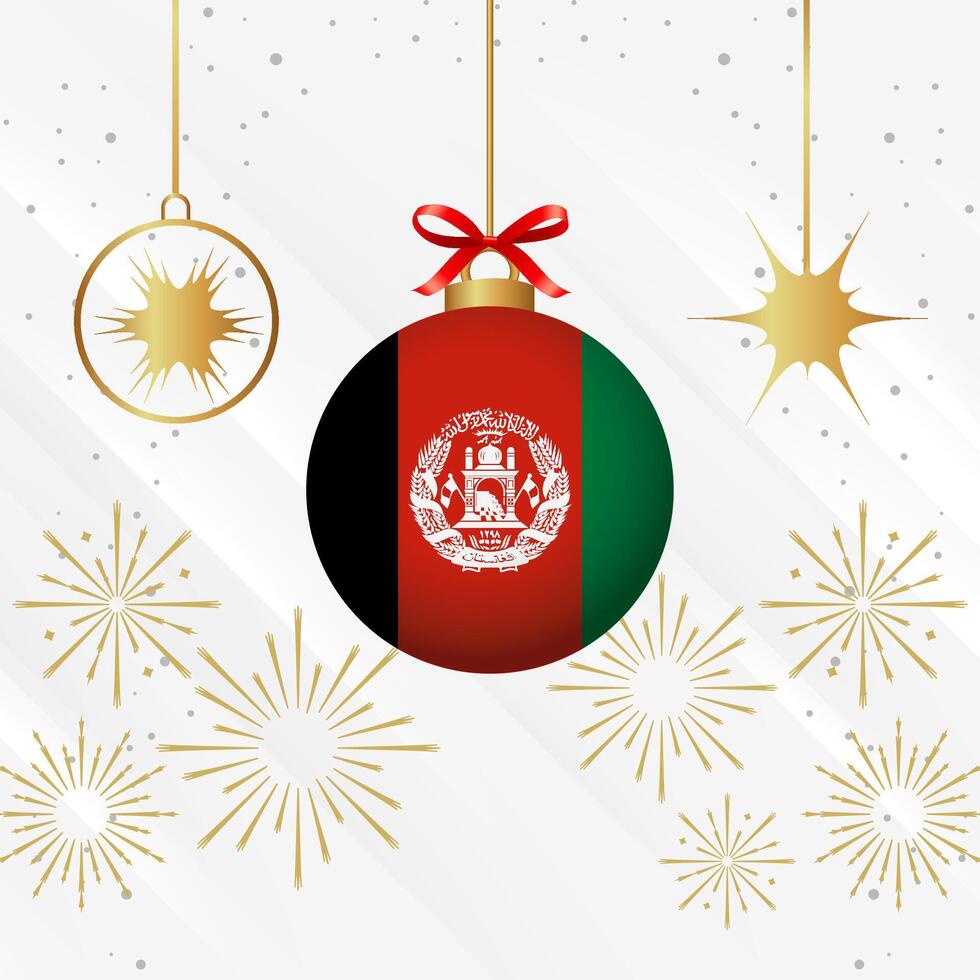 Navidad pelota adornos Afganistán bandera celebracion vector