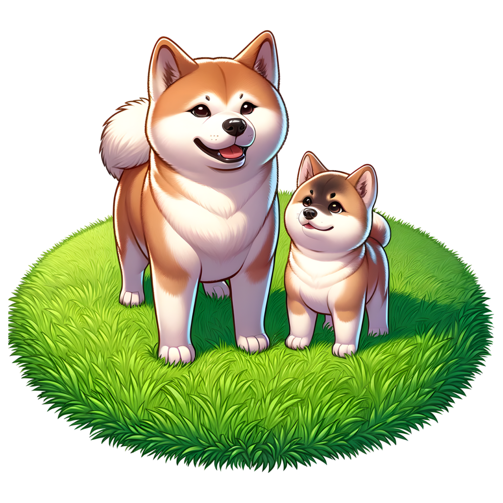 AI generated Akita warm family PNG illustration