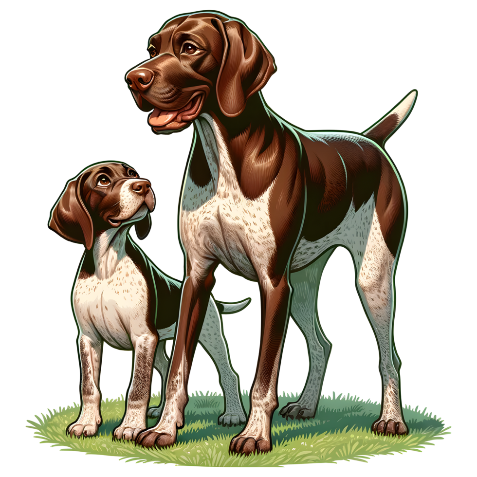 AI generated German Shorthaired Pointer Dog warm family illustration png