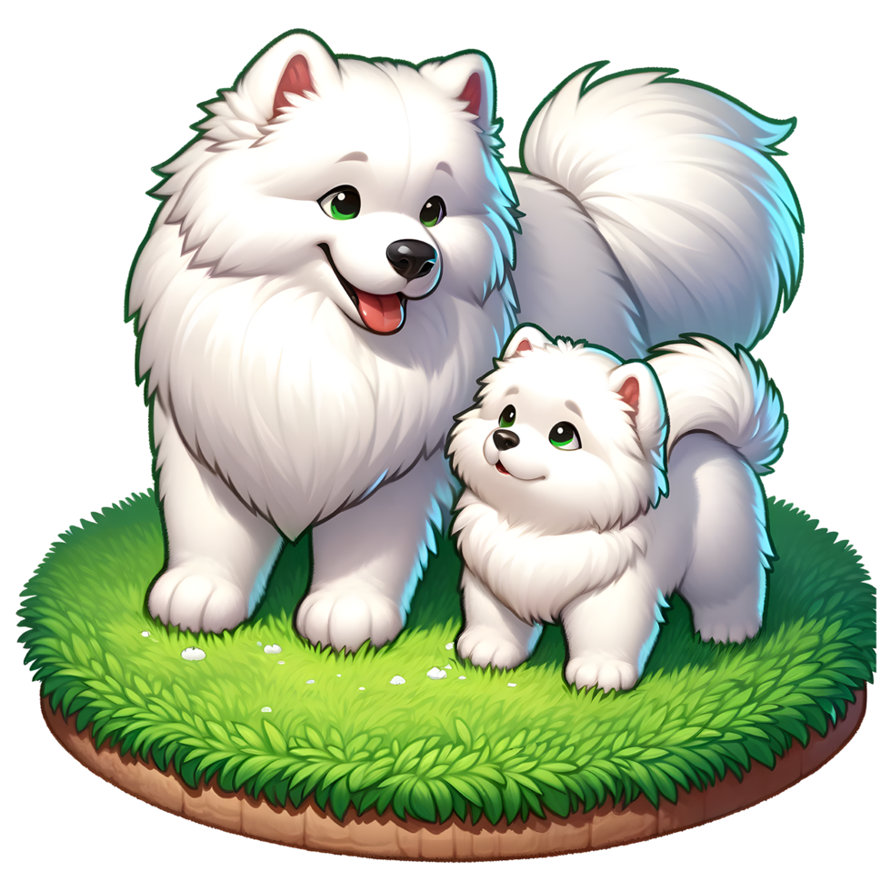 AI generated Samoyed Dog warm family illustration png